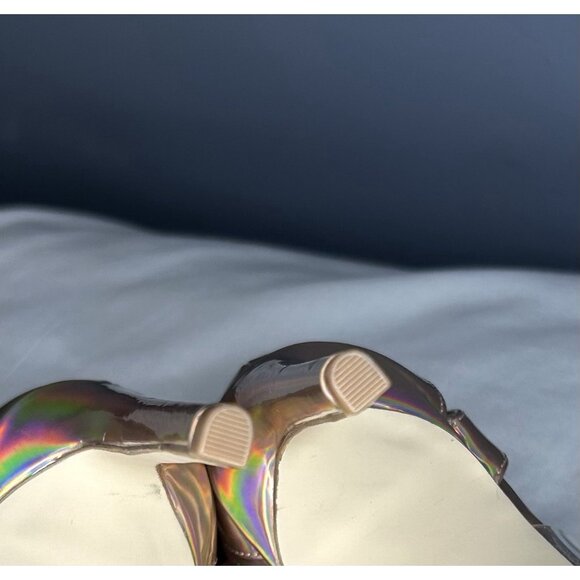 Guess Felecia Strappy Stiletto Size 9 Iridescent Rose Gold & Clear Dressy Sandal - Picture 6 of 14